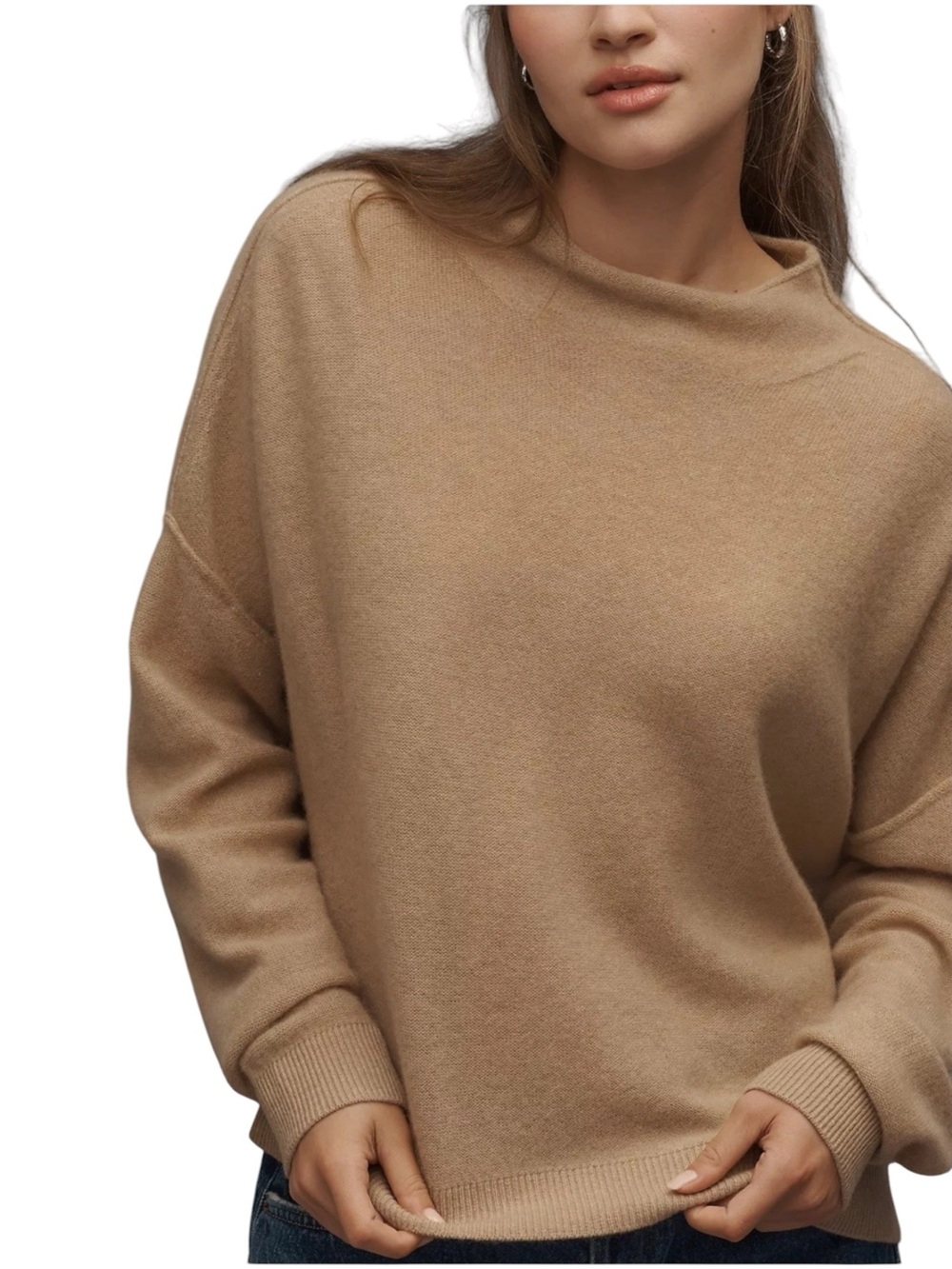 PIlcro Alani Honey Cashmere Oversized Boxy Mock Neck Sweater - Size 1X